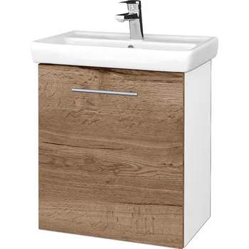 Koupelnový nábytek Dřevojas Koupelnová skříňka DOOR SZD 55 - N01 Bílá lesk / Úchytka T02 / D21 Tobacco / Levé