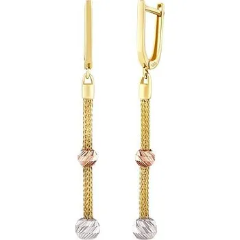 Náušnice Luxusní zlaté náušnice řetízkové Laddie s broušenými barevnými korálky LFG0001EGY