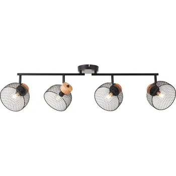 Brilliant 99744/76 THUY - Stropní svítidlo se dřevem v retro stylu, 4 x E14 (Stropní retro čtyřramenná lampa, dřevěný prvek u stínidlel)