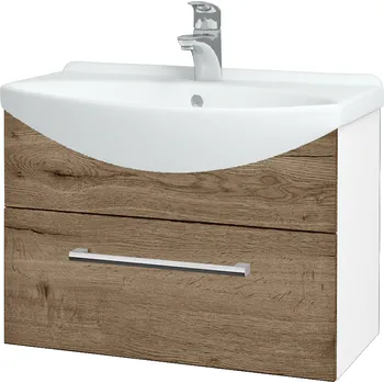 Koupelnový nábytek Dřevojas Koupelnová skříňka TAKE IT SZZ 65 - N01 Bílá lesk / Úchytka T03 / D21 Tobacco