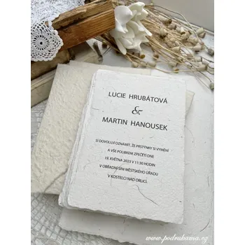 Pozvánka Pod Rukama Svatební oznámení z EKO morušového papíru 11x16 cm Barevnost: přírodní