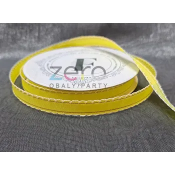 Stuha Stuha tkaná 1 cm x 10 m - žlutá se zlatými pruhy