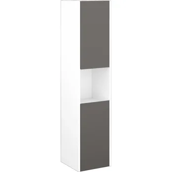 Koupelnový nábytek Dřevojas Vysoká skříň BONO SVD2O 35 - N01 Bílá lesk / Úchytka T34 / N06 Lava / Pravé