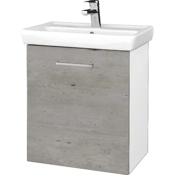 Koupelnový nábytek Dřevojas Koupelnová skříňka DOOR SZD 55 - N01 Bílá lesk / Úchytka T04 / D01 Beton / Levé
