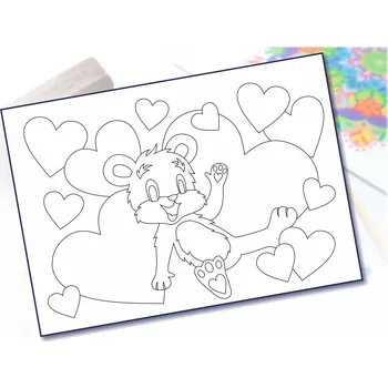 Radost v písku Šablona na pískování medvídek v srdíčkách Varianta: A5 (148 x 210 mm)