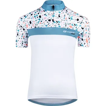 cyklistický dres dres FORCE ROCK LADY kr. rukáv, bílo-tyrkysový S