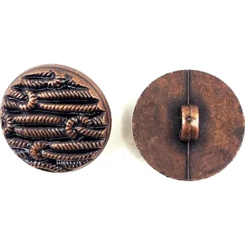 Knoflík GOM52, Knoflík, 15mm, staro-měď, provazy s uzly, 1ks