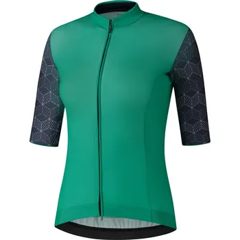 cyklistický dres SHIMANO YURI dres s krátkým rukávem, dámský, zelená, XL