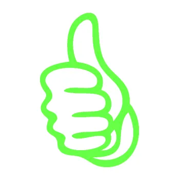 Samolepící dekorace Ruka 001 levá palec nahoru (71 - Fluorescentní zelená) SAMOLEPKA NA AUTO, NÁLEPKA, FÓLIE, POLEP, TUNING, VLASTNÍ TEXT, TISK, AUTOSAMOLEPKY.cz, POLEPY, OBRÁZEK, LOGO, 3D STICKERS