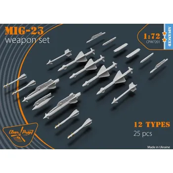 Plastikový model 1/72 MiG-23 Weapon Set (12 types, 25 pcs.)