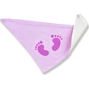 BABY´S WEAR Bavlněný slintáček pro miminka - Stopy, růžový