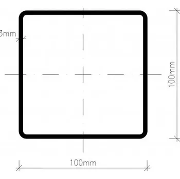 Stavební materiál Zámečnictví Pluhař Pozinkovaný jekl 100 x 100 x 3 mm - délka 3 m