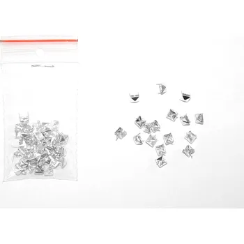 Cvoček na textil, pyramida, 5 x 5 mm, stříbrná barva, 1ks