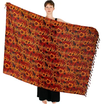 Šátek Sarong / pareo / plážový šátek Sibyl – červený-oranžový, Sittar.cz