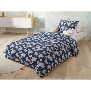 Povlečení Bavlněné povlečení do postýlky JEDNOROŽEC A MĚSÍC modré