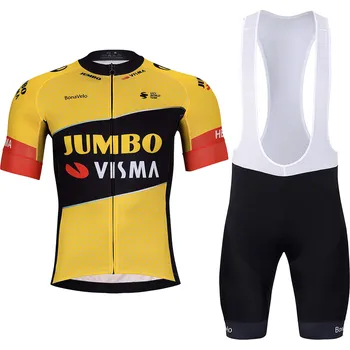 cyklistický dres BONAVELO Cyklistický krátký dres a krátké kalhoty - JUMBO-VISMA 2023 - žlutá/černá