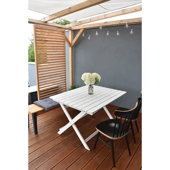 Zahradní stůl Vingo Dřevěný skládací zahradní stůl z akácie - bílý Rozměry (cm): 114 x 88
