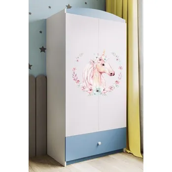 Komoda Dětská skříň Babydreams 90 cm jednorožec modrá