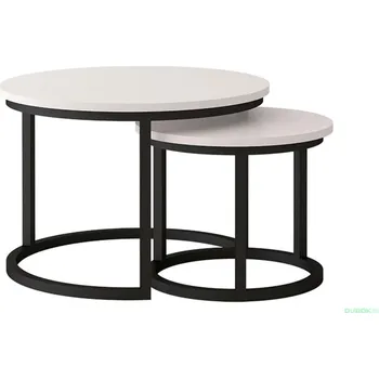 Konferenční stolek Konferenční stůl Toronto sada 2 kusy, bílá MDF/černý kov