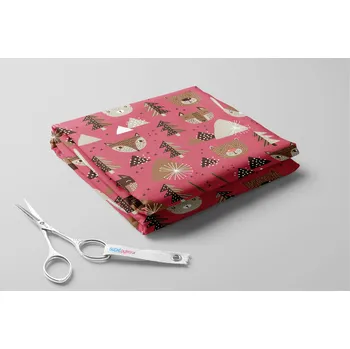 Fleece antipilling, Lišky a medvědi Barva: Korálová