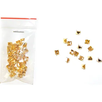 Cvoček na textil, pyramida, 5 x 5 mm, zlatá barva, 1ks