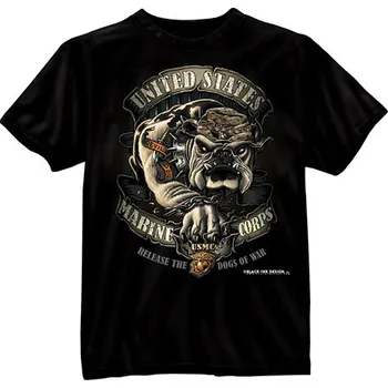 Pánské oblečení Triko USMC BULDOG ČERNÉ M - Skladem