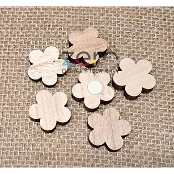 Party dekorace Kytička dřevěná samolepicí (6 ks) - přírodní