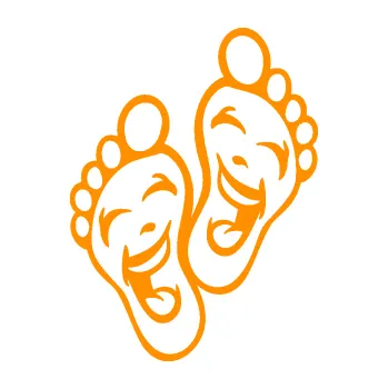 Samolepící dekorace Nožičky 001 levá s úsměvem (06 - oranžová) SAMOLEPKA NA AUTO, NÁLEPKA, FÓLIE, POLEP, TUNING, VLASTNÍ TEXT, TISK, AUTOSAMOLEPKY.cz, POLEPY, OBRÁZEK, LOGO, 3D STICKERS