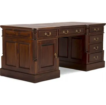 Psací stůl Psací stůl z masivu 160x80 cm do pracovny Oxford hnědá kůže