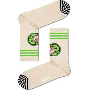 Dámské ponožky PONOŽKY HAPPY SOCKS Piggy Bank 3/4 Crew - béžová - 41/46 + při osobním odběru 227 Kč