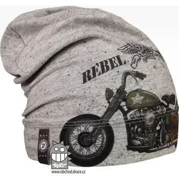 Čepice Bavlněná čepice Dráče - Polo 56, šedý melír, motorka Barva: Šedá, Velikost: 48-50