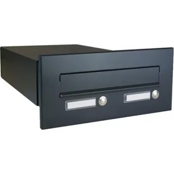 Poštovní schránka DOLS B-042 ČD-3 RAL7016 - poštovní schránka k zazdění, s 2x jmenovkou a 2x zvonkovým tlačítkem, antracit