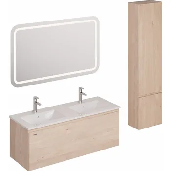 Nábytek Koupelnová sestava s umyvadlem včetně umyvadlové baterie, vtoku a sifonu Naturel Ancona akácie KSETANCONA5