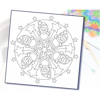 Radost v písku Šablona na pískování Vánoční mandala tučňáci Varianta: 300 x 300 mm