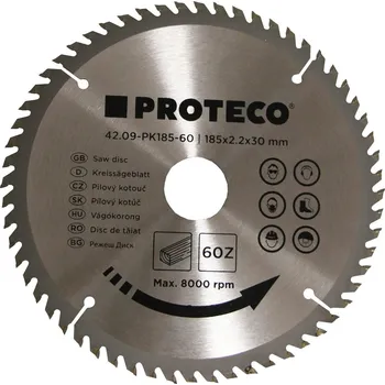 Pilový kotouč PROTECO kotouč pilový SK 185 x 2.2 x 30 60z + redukce 30/20 mm