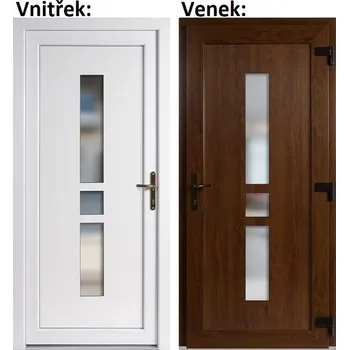 Vchodové dveře Plastové vchodové dveře Soft Megan, Zlatý dub/bílá, 100x210 cm, pravé, otevírání VEN