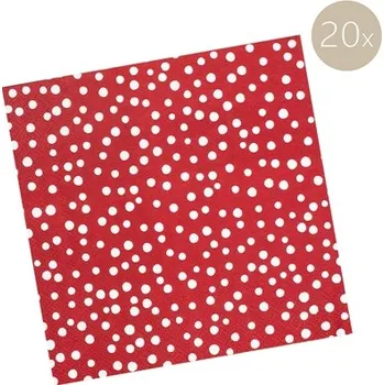 Papírový ubrousek Ubrousky červené s bílými puntíky