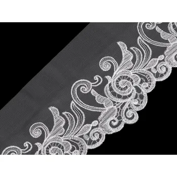 Vyšívaný prýmek na monofilu s lurexem šíře 18 cm, barva 3 Off White