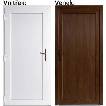 Vchodové dveře Vchodové dveře plastové Soft Emily zlatý dub/bíla 88x198 cm, levé