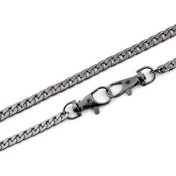 Řetízek Řetízek plochý na kabelky s karabinou, 115 cm, černý nikl