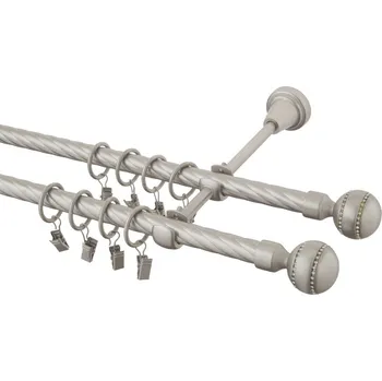 Garnýž Garnýž kovová 210 cm kroucená dvouřadá - dvojitá 16 Paola crystal double chrom mat