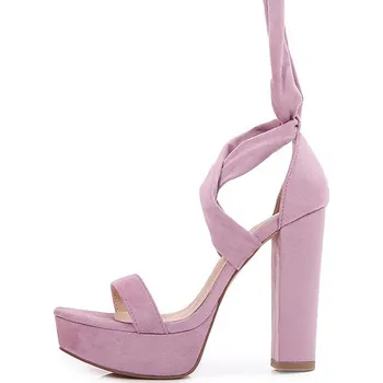 Dámské sandále Vázací sandály na podpatku Barva: Fialová, Velikost: 39