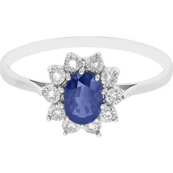 Prsten Zlatý prsten se safírem a diamanty KR051138618