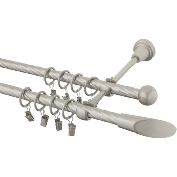 Garnýž Garnýž kovová 230 cm kroucená dvouřadá - dvojitá 16 Piza chrom mat