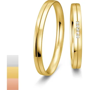 Prsten Snubní prsteny Basic Slim ze žlutého zlata s diamanty nebo zirkony 4804328-4804327