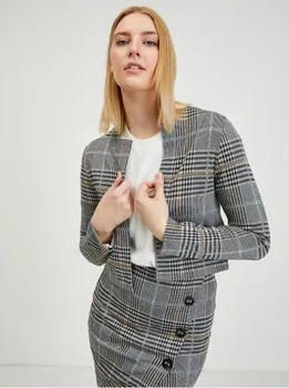 Dámské sako Šedé dámské kárované sako