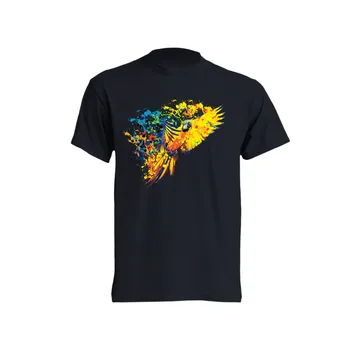 Pánské tričko panske_levne_tricko_potisk_zluty_papousek Barva: Black -černá, velikost: 5XL