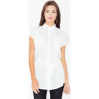 Dámská tunika Tunika s límečkem a páskem M463 Barva: Smetanová, Velikost: S