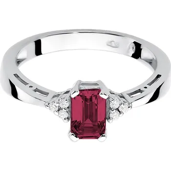 Prsten Zlatý prsten s rubínem a diamanty W2