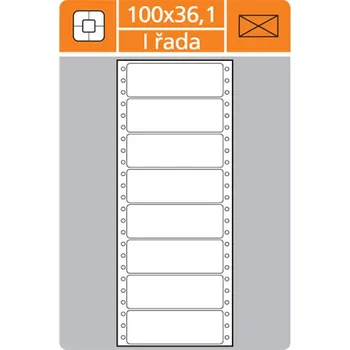 Samolepící etiketa S&K LABEL Etiketa L100 x 36,1 mm 1 řada- bílá / 4000 etiket